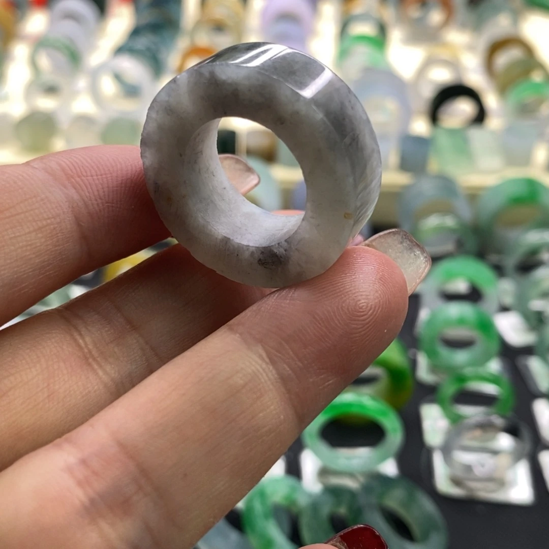 定制翡翠未镶嵌翡翠戒指12-27有纹