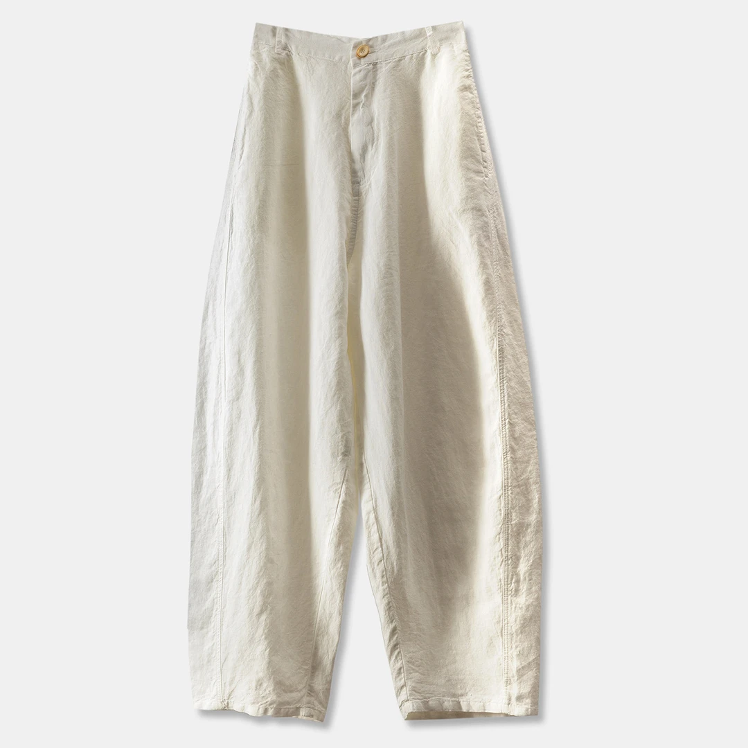 春天家 早春 太需要！ 法柜100汉麻高腰大阔腿镰刀裤女79F3