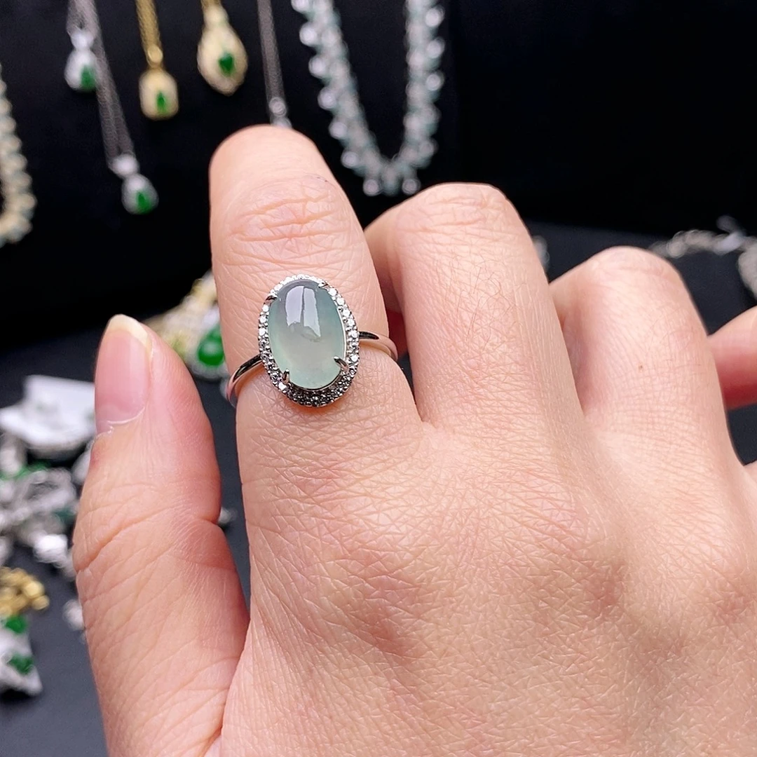 「***」翡翠银S925镶嵌戒指