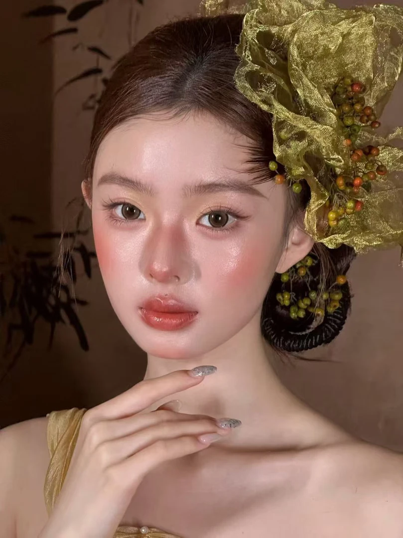 康康造型 新中式薄纱花朵发饰 婚礼造型古风精致头花配饰