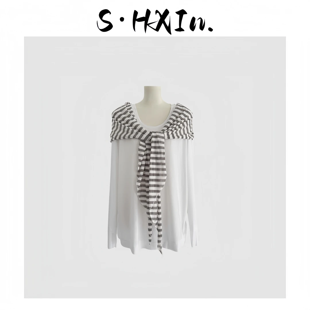 「S·HXIn.」“冰感“带披肩两色宽松遮肉百搭防晒T恤