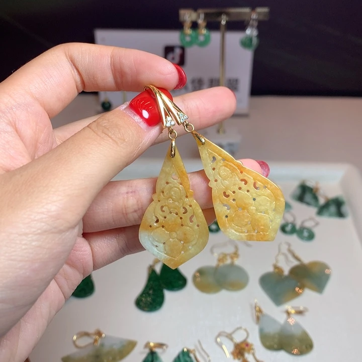 翡翠银S925镶嵌耳坠耳饰