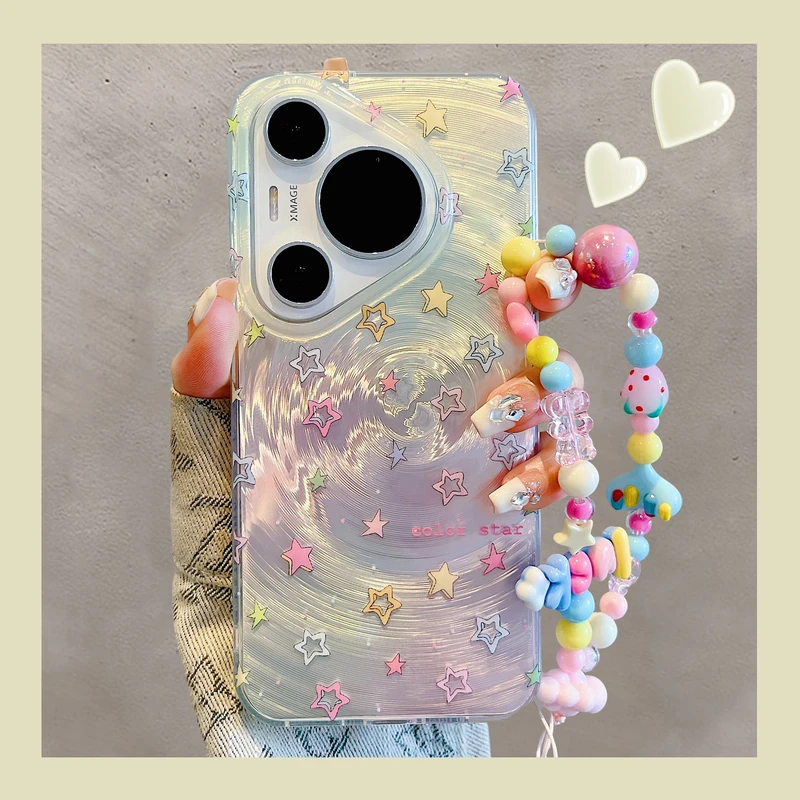 适用华为pura70pro+手机壳mate70/60pro+晕染旋涡彩星星苹果16/15