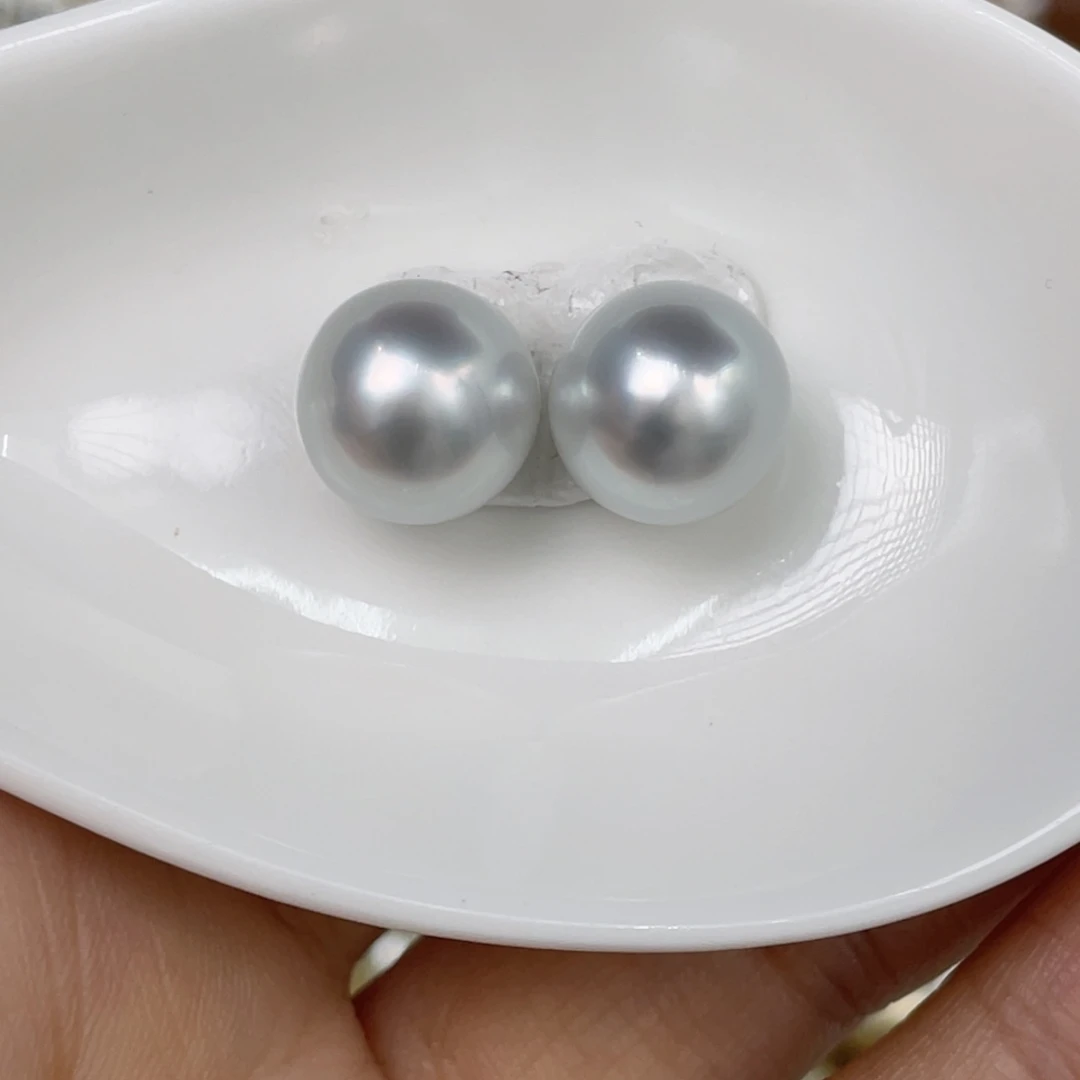 未镶嵌裸珠定制海水珍珠10.9银蓝澳白对珠