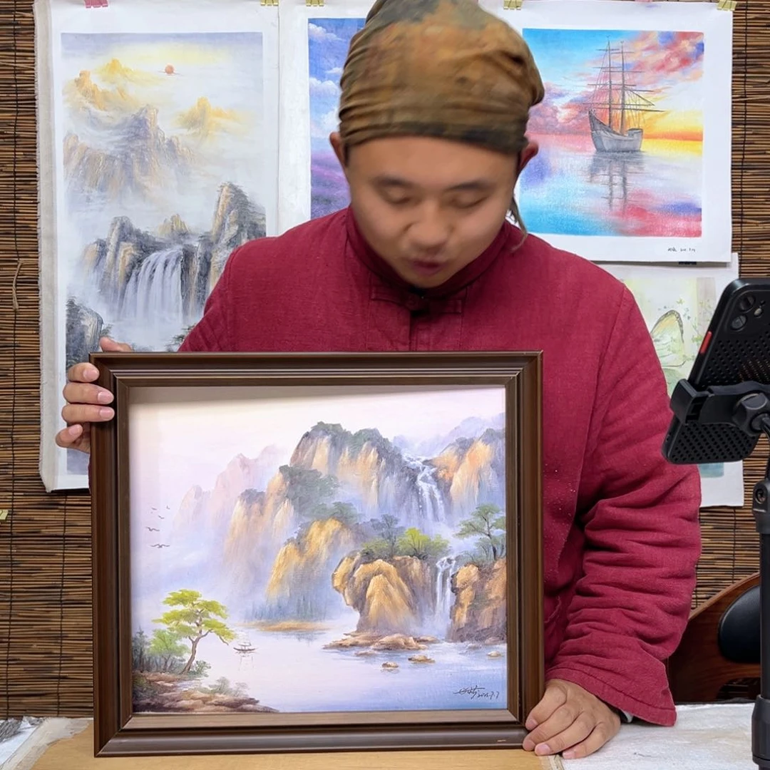 油画行路人小院绘画作品竞拍