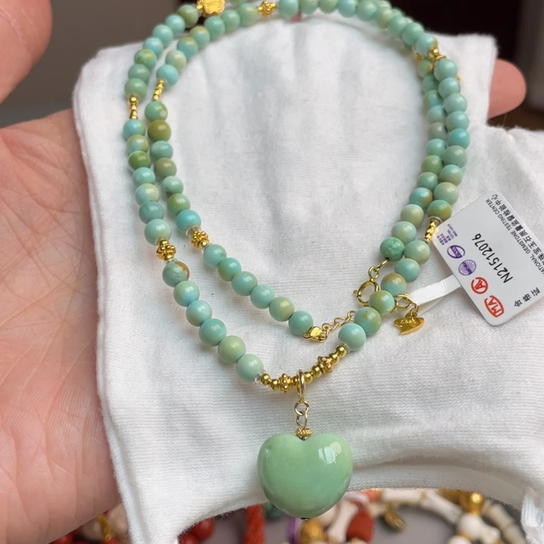 绿松石颈饰银S925镶嵌