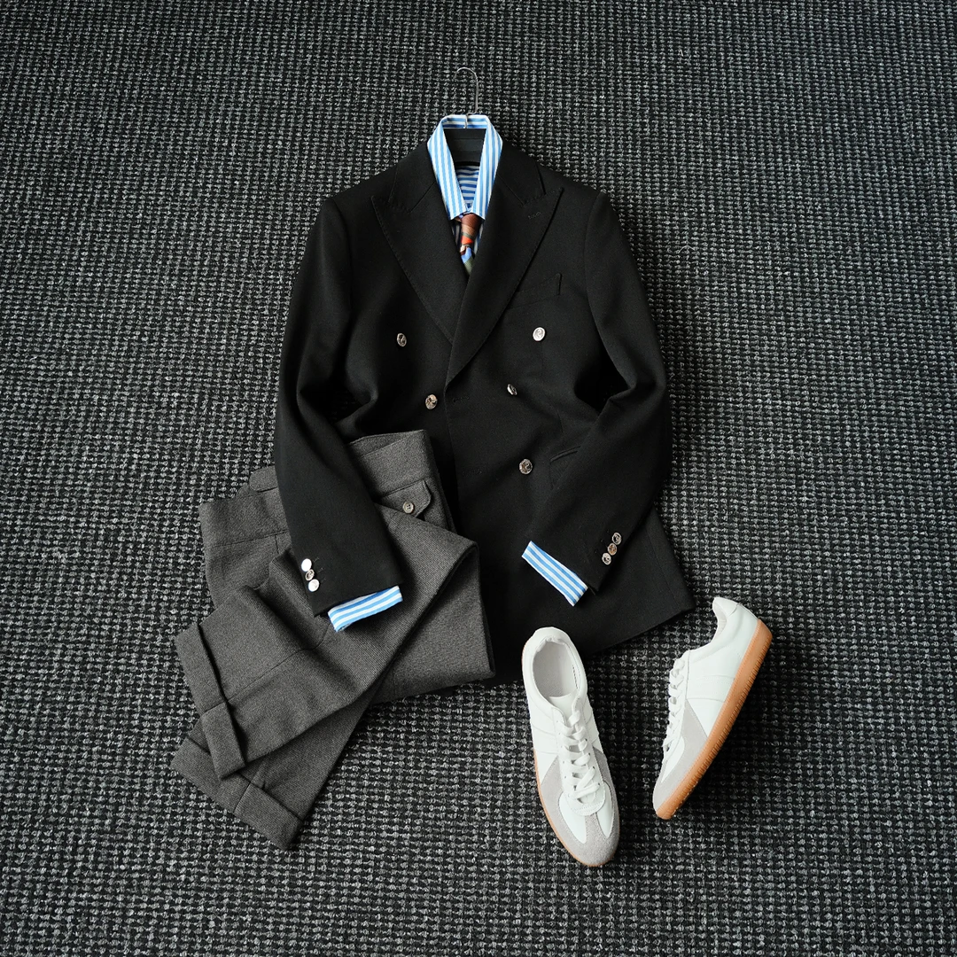 CssuGent那不勒斯皇后高定布雷泽西服男绅装双排扣商务宴会西装潮