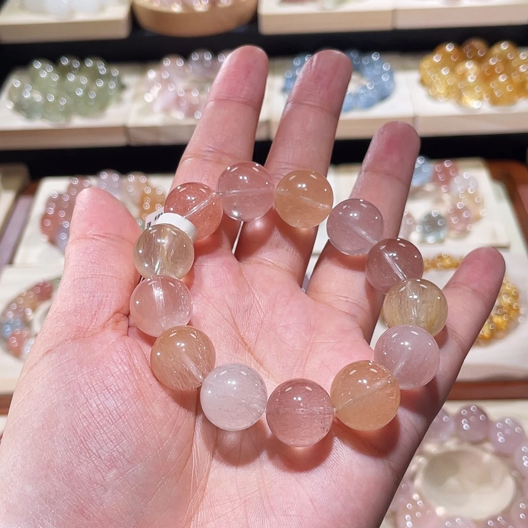 手链未镶嵌水晶兔毛手链，晶体通透