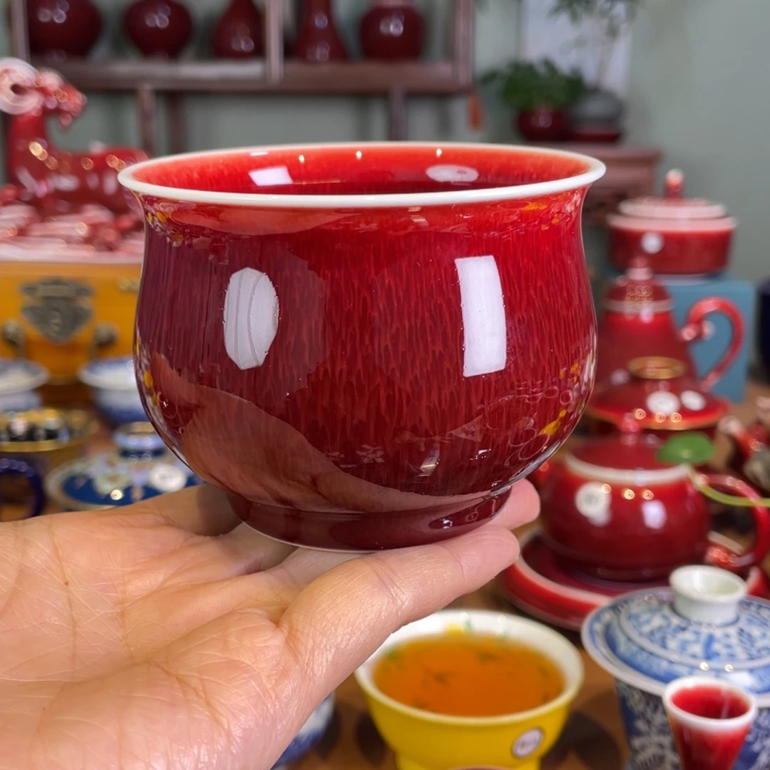 清欢雅玩原矿郎红大福桶杯
