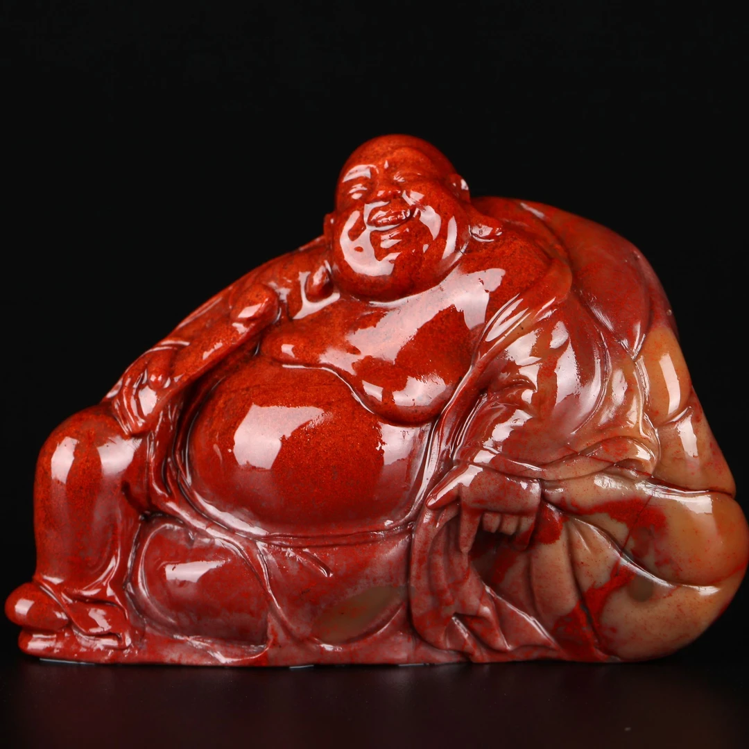 国石/寿山蜡烛红弥勒摆件/老性芙蓉/ST1046