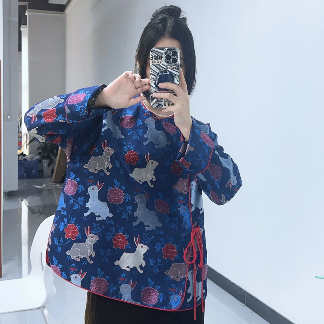 宋锦兔子毛衫桑蚕丝老宋锦秋冬新品显白中式穿搭高级减龄穿搭