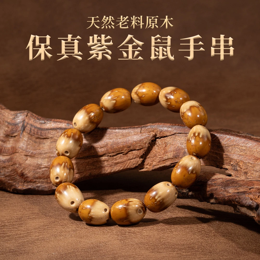 招财紫金鼠手串渐变枣珠熊猫眼菩提子男女单圈文玩手串绕指柔盘玩