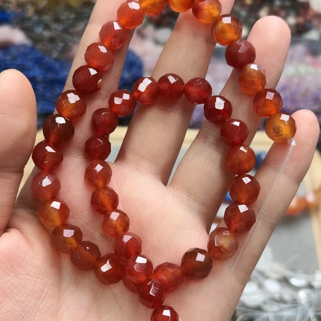 未镶嵌玛瑙/玉髓珠宝半成品卡十红玛圆切一条
