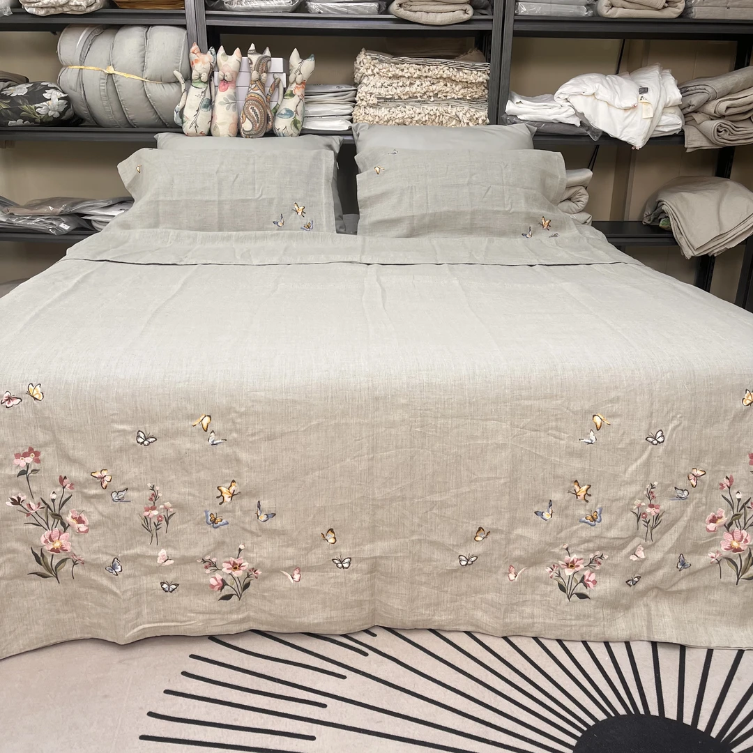 【镇店之宝】蝶恋花 100%汉麻双雨露麻重工刺绣四件套 高货 毕业款