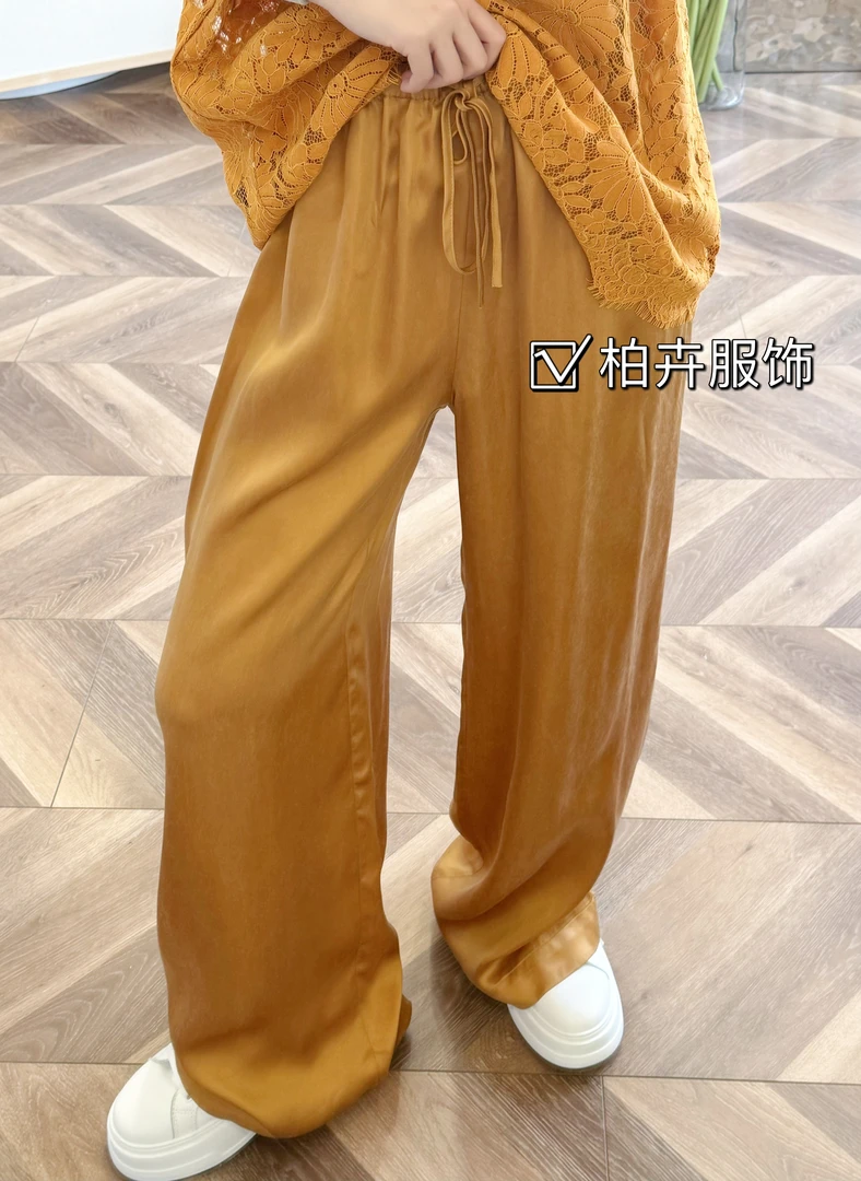 【柏卉服饰】松紧腰铜氨丝裤