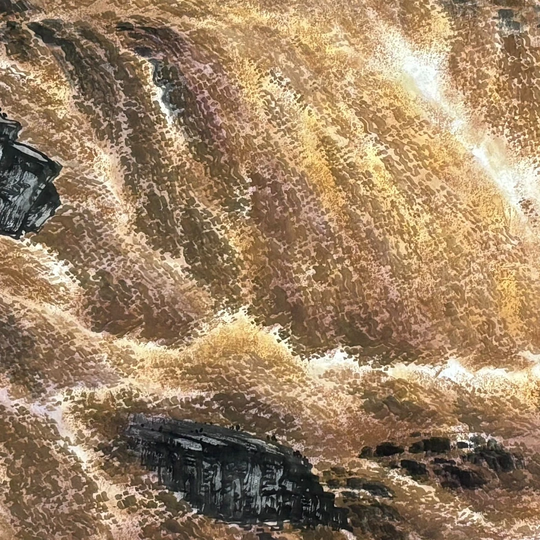 闫学强   手绘国画黄河   带锦盒  180*70cm