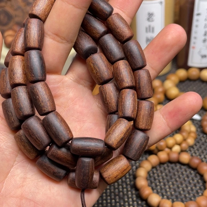 藤类降真香黄绿奇楠手持桶珠一条