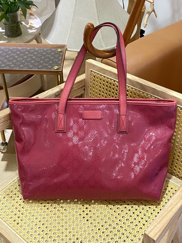 95新 GUCCI/古驰 漆皮购物袋 经典百搭7974