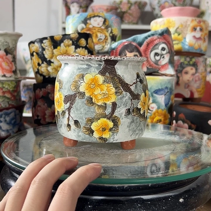 景德镇幸运花盆手绘盆