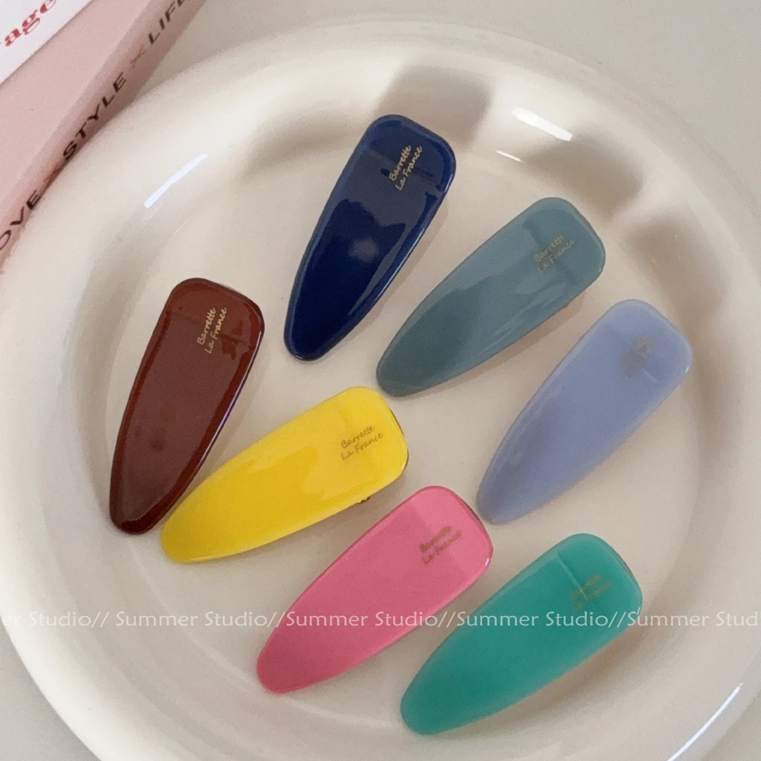 深邃蓝色醋酸发夹小号前额刘海夹France金标边夹法式刘海夹子前额