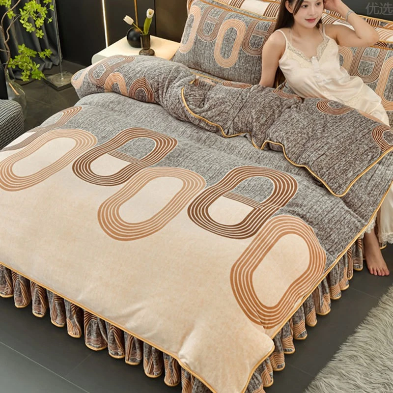 牛奶绒四件套2025新款被套加厚珊瑚绒床裙冬季法兰绒床上用品抖音