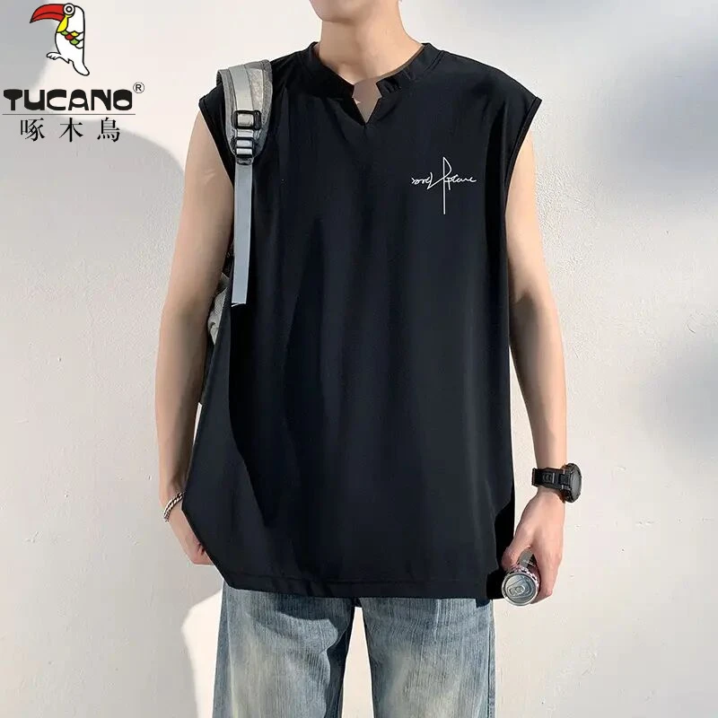 啄木鳥速干冰丝背心男士夏季轻薄款运动篮球健身坎肩无袖T恤男款