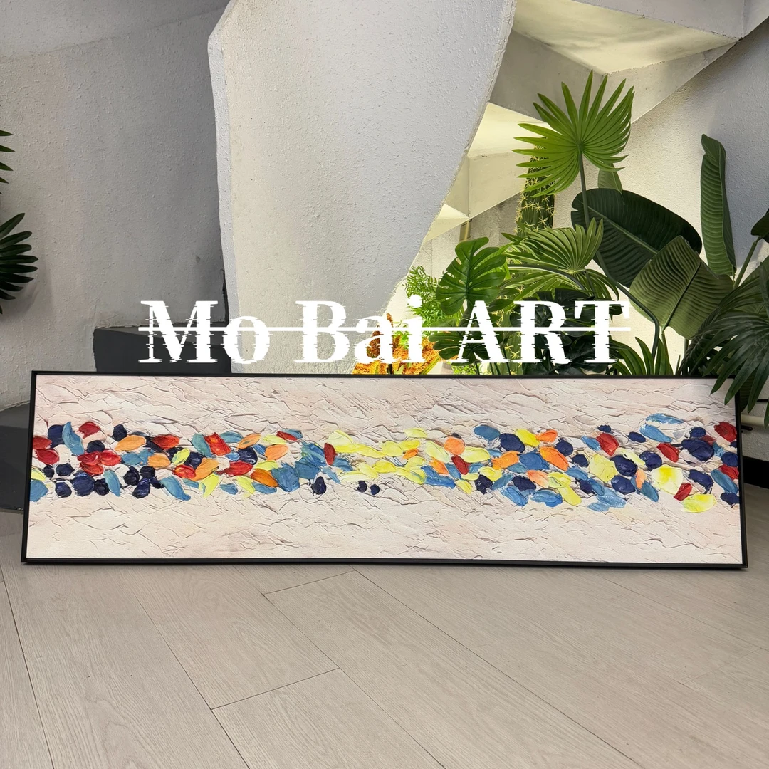 幽游庭院手绘立体砂岩肌理油画沙发背景床头画现代简约极简装饰画