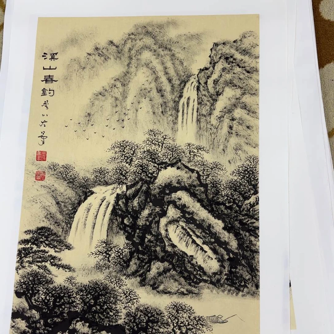 国画風**边法云四尺三开李欣主播