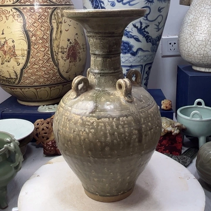 平***月摆件越窑四系赏瓶