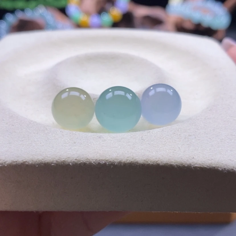 【闪购商品】翡翠颈饰未镶嵌翡翠高冰马卡龙色系圆珠3颗