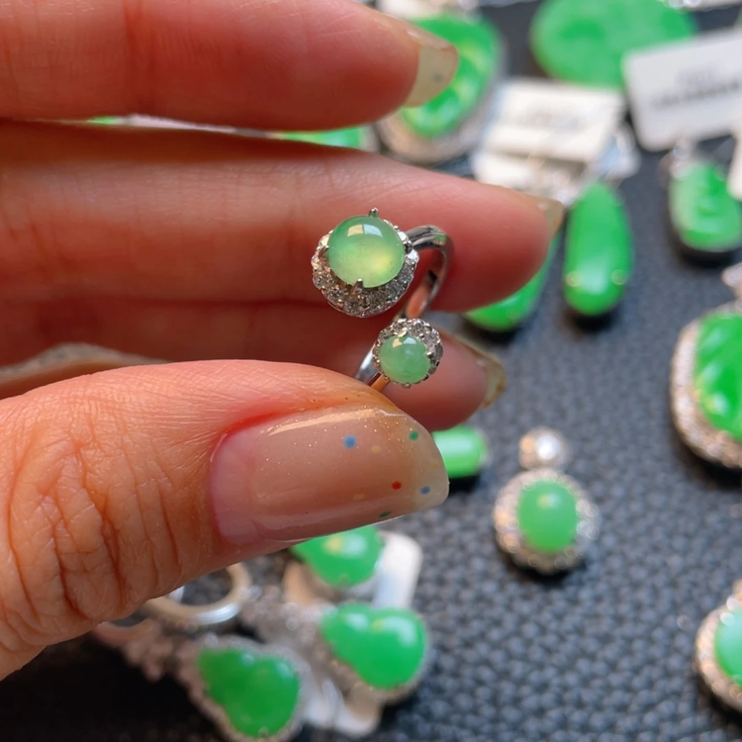 翡翠银S925镶嵌吊坠(不含链)戒指