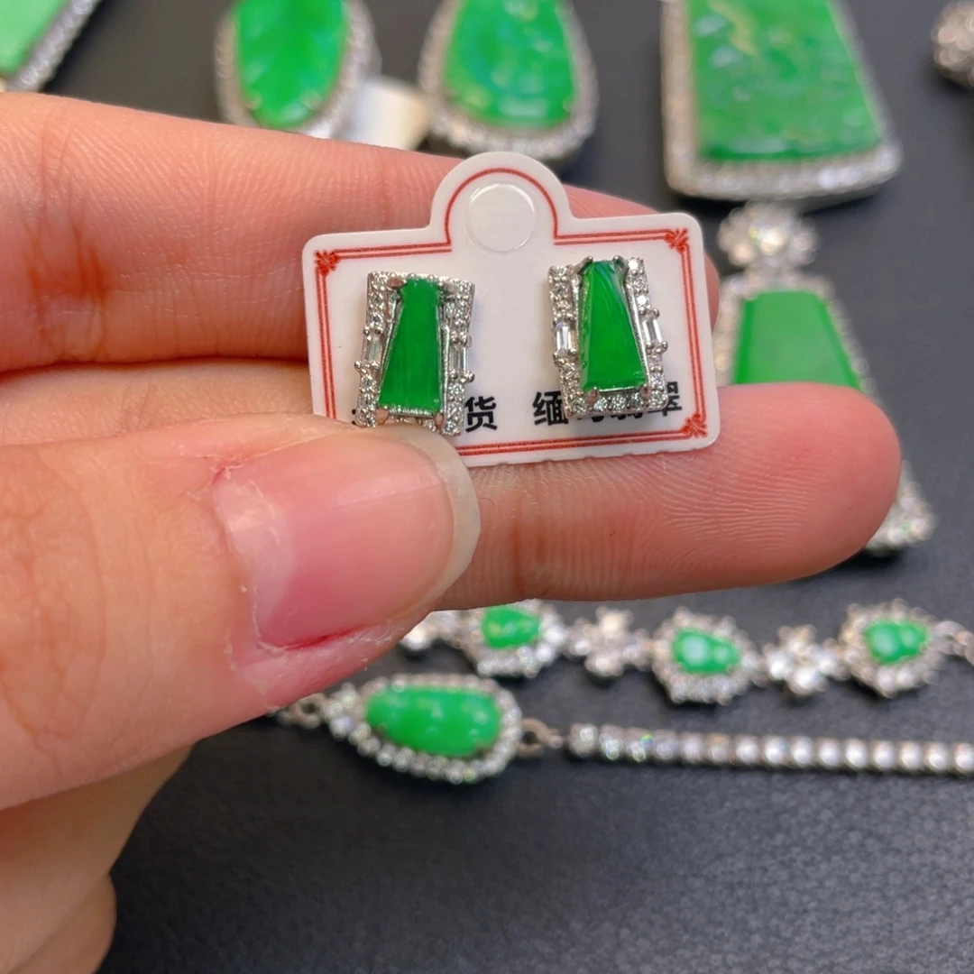 翡翠银S925镶嵌吊坠(不含链)