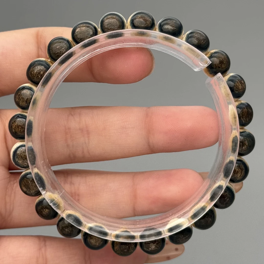 DEZHI/德志8mm珍藏品蓝皮手串24颗天然猛犸牙LY025