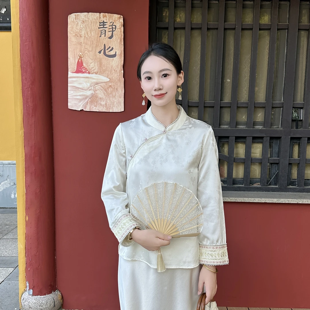 【流云】新中式中国风复古气质立领提花刺绣绣花