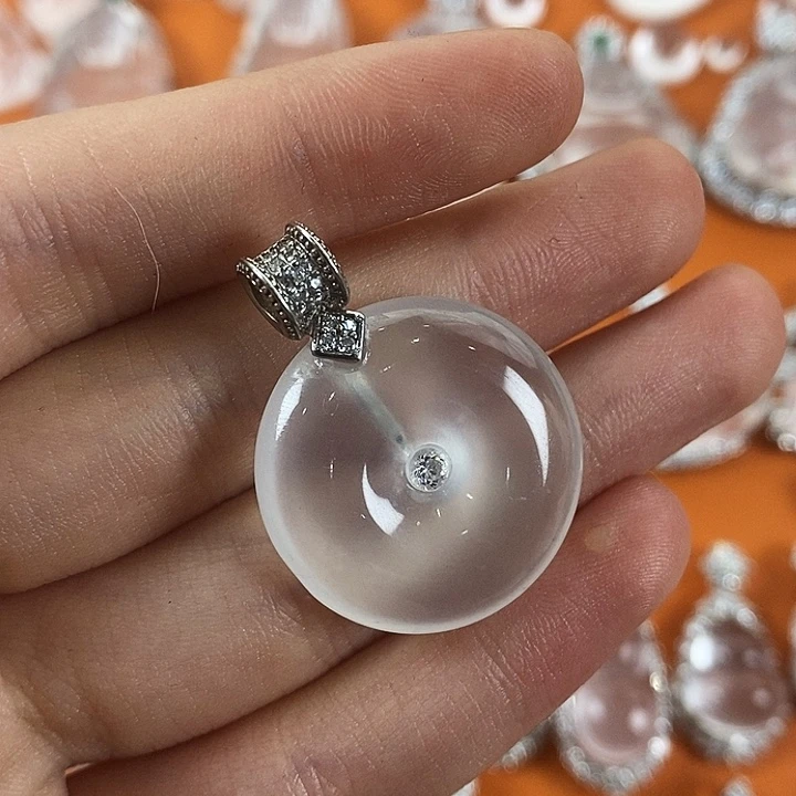 石英质玉银S925镶嵌颈饰