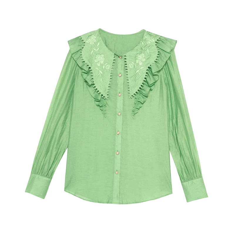 【品牌】商场同款精致绣花领木耳花边N042A31259