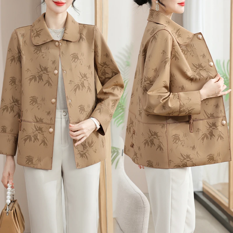 小个子妈妈春装外套2025新款中年女装上衣中老年春秋洋气减龄风衣