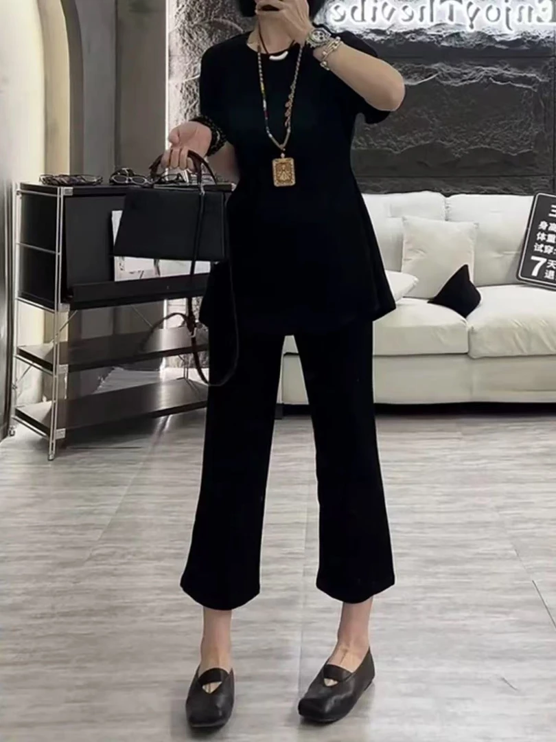 12109百搭洋气纯色净版中长款修身减龄侧面收腰气质ins网红两件套