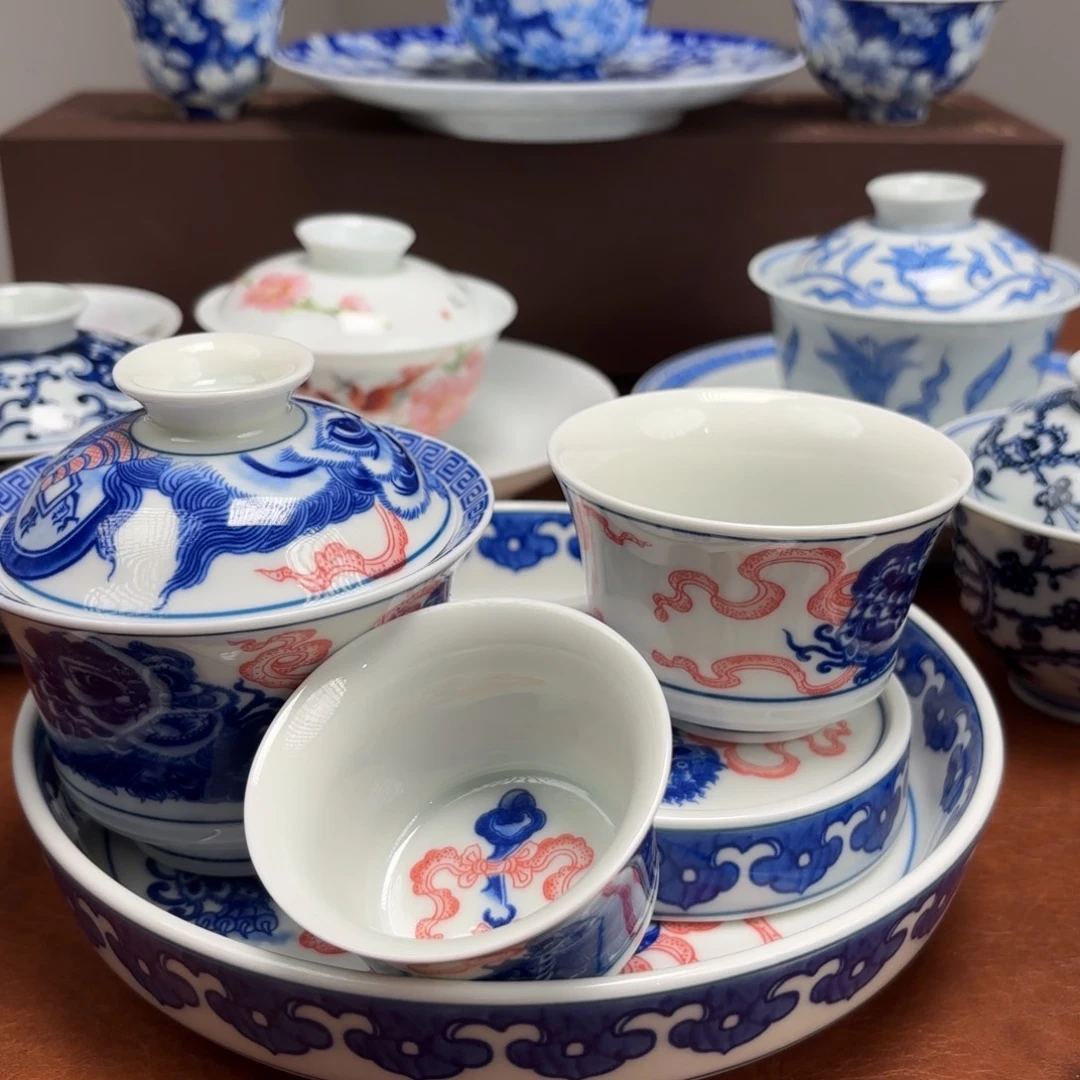 志***中茶具微瑕狮子五件套景德镇发货