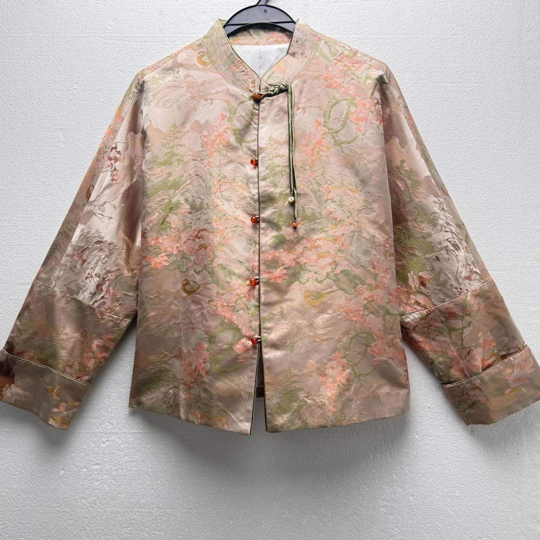 【翠媞】春季上新新中式复古风桑蚕丝立领外套国潮民族风出街百搭