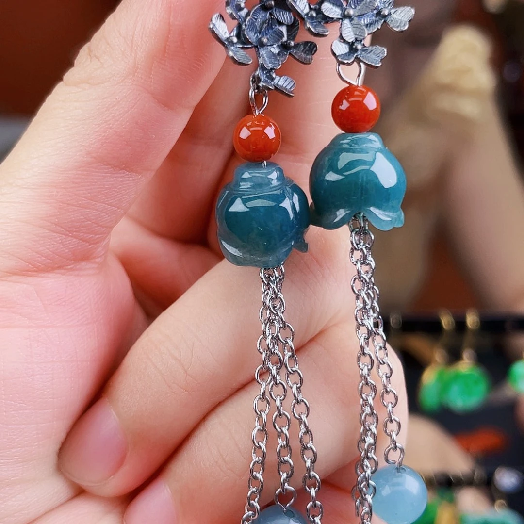 翡翠未镶嵌耳饰饰品