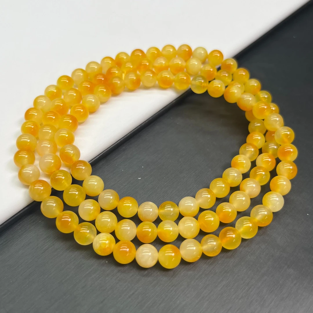 A389 黄飘108颗链8mm手链百搭