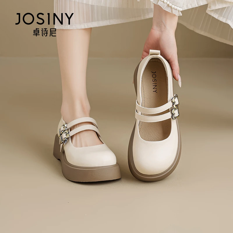JOS1NY/卓诗尼黑色玛丽珍鞋女2025春季新款圆头厚底英伦风单鞋