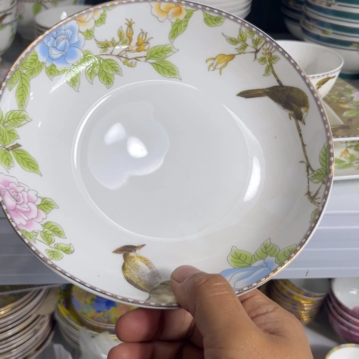 瓷片琴瑟八寸深盘四个