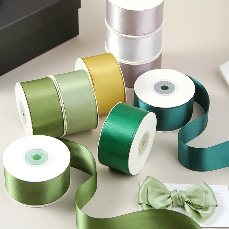 3.8CM双面涤纶加密色丁缎带diy蝴蝶结发饰伴手礼婚庆手捧花彩缎带