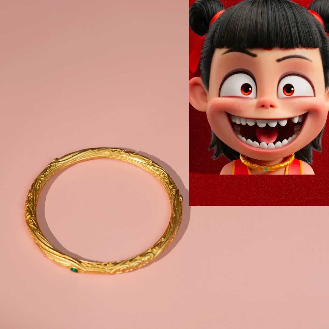 足银手镯 情人节8， ZOCAI/佐卡伊【娜扎】乾坤足银手镯古法珐琅