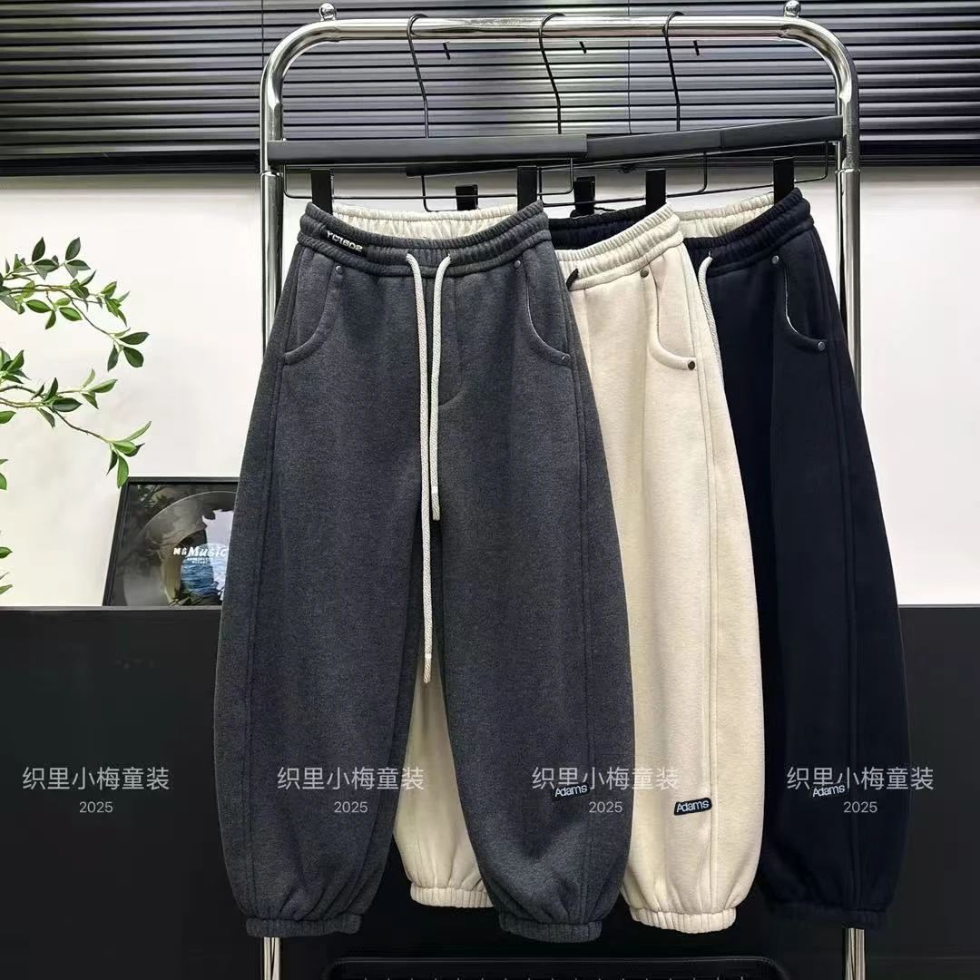 【保暖百搭】男女童加绒加厚裤子冬装儿童2025新款中大童运动裤