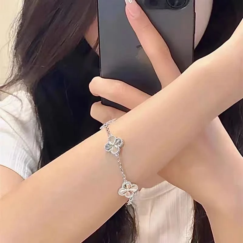 足银手链 足银s999 四叶草手链