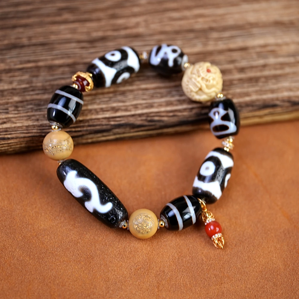 【无限有利】三至宝加势祖师道炁天珠玛瑙手链 S439 多样性发一件