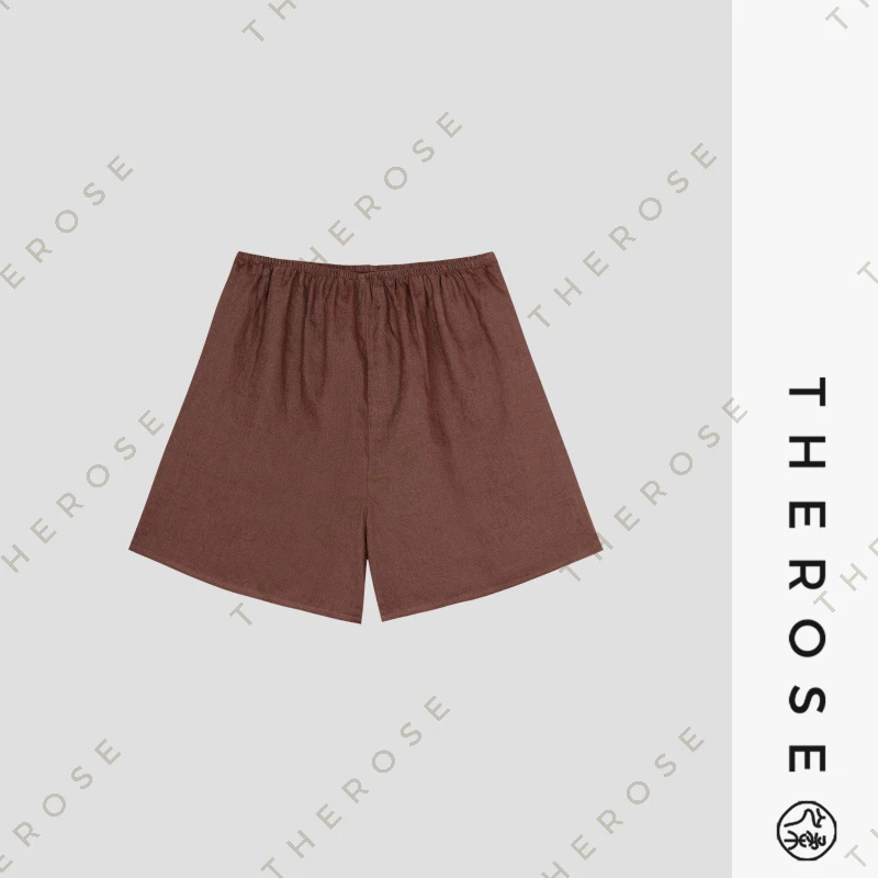 之柔【南法色彩 裤子】百搭简约休闲感松紧腰宽松清爽透气亚麻短裤